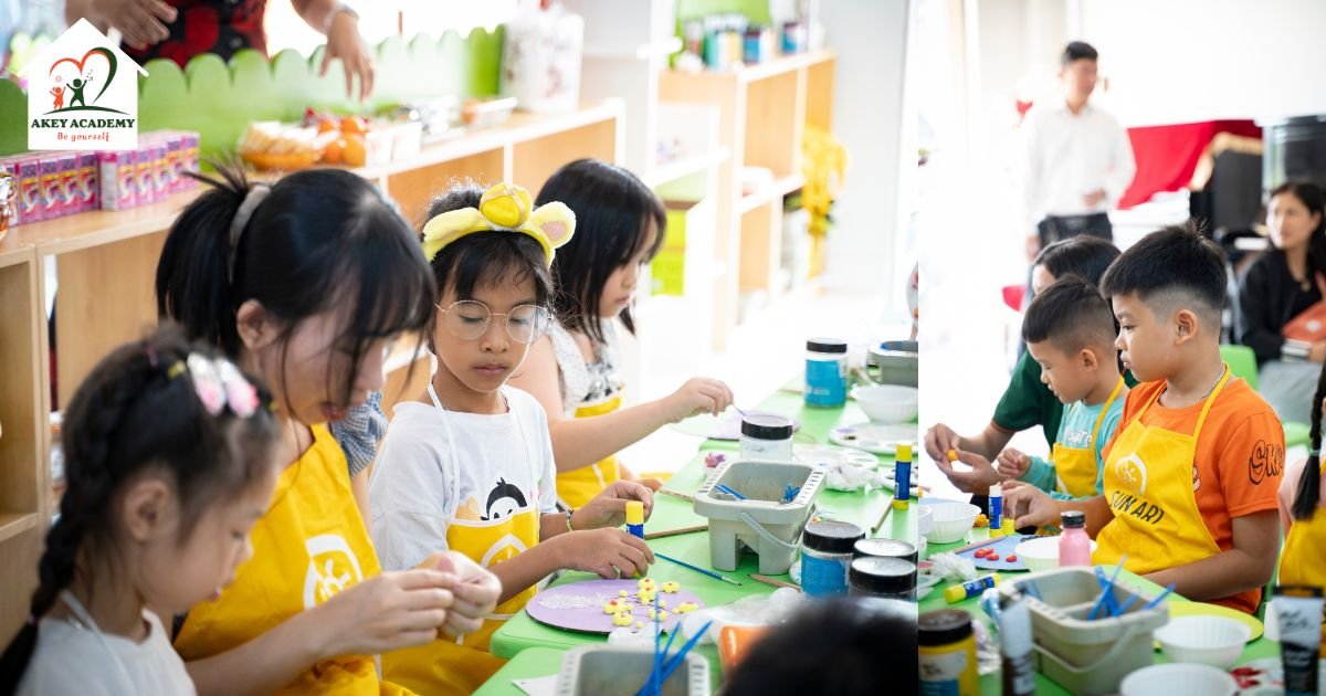 KHAI TRƯƠNG AKEY ACADEMY – CHI NHÁNH BÀ RỊA Các em nhỏ hào hứng tham gia hoạt động trải nghiệm sáng tạo trong ngày khai trương