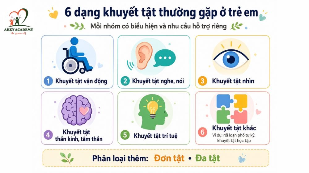 6 dạng khuyết tật thường gặp ở trẻ em