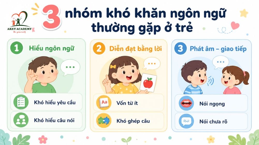 Ba nhóm khó khăn ngôn ngữ thường gặp ở trẻ