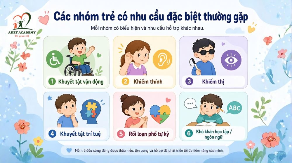 Các nhóm trẻ có nhu cầu đặc biệt thường gặp