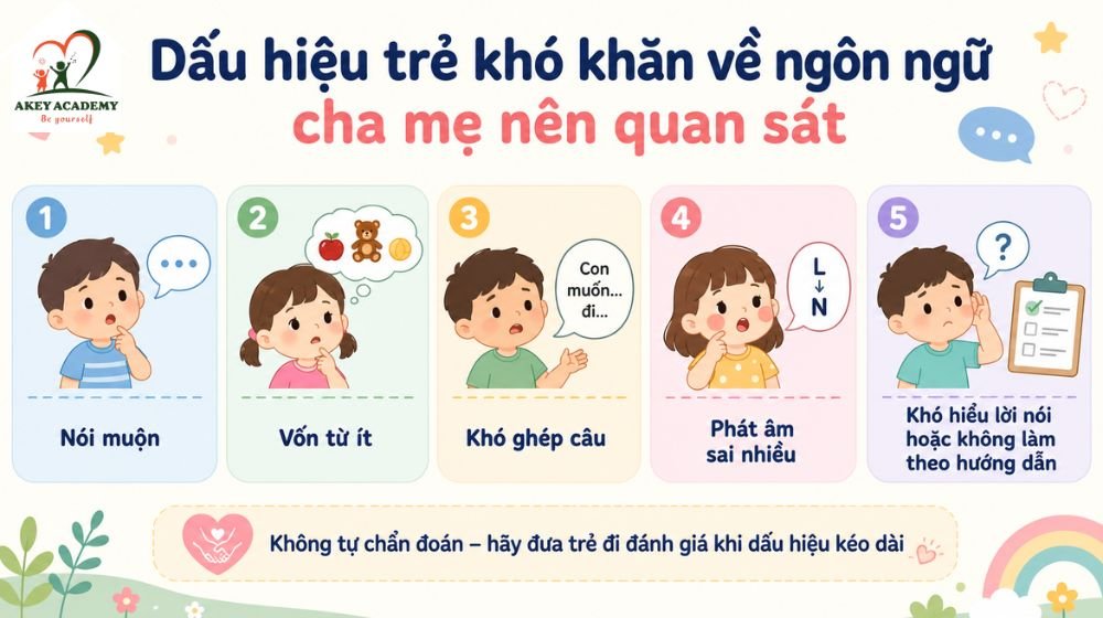 Dấu hiệu trẻ khó khăn về ngôn ngữ cha mẹ nên quan sát