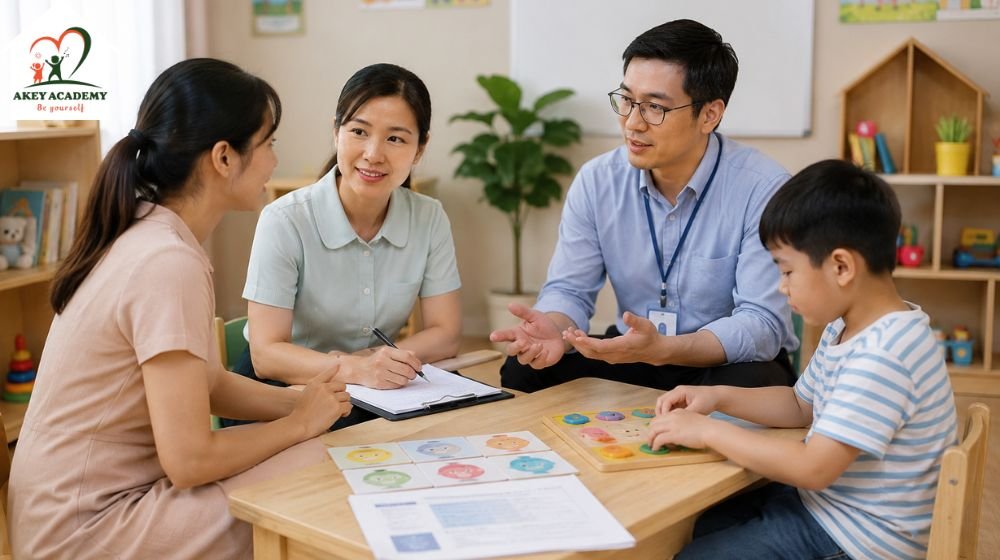 gia đình nhà trường và chuyên gia hỗ trợ trẻ khuyết tật thần kinh tâm thần