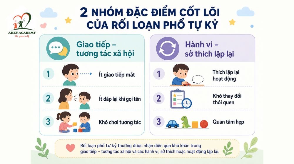 Hai nhóm đặc điểm cốt lõi của rối loạn phổ tự kỷ