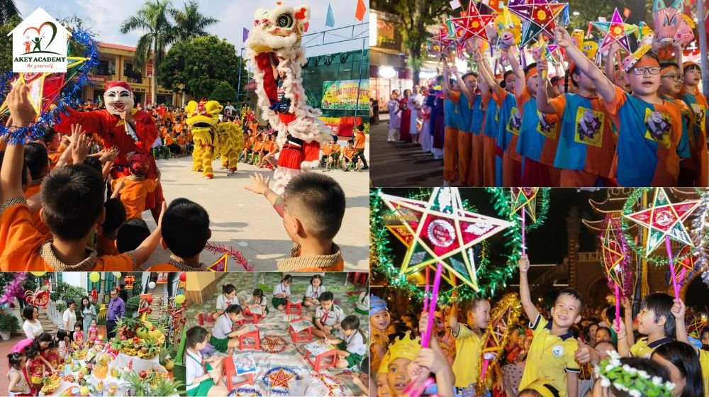 Dịp Tết Trung thu, trẻ được làm lồng đèn, rước đèn, xem múa lân, phá cỗ và vui chơi cùng bạn bè.