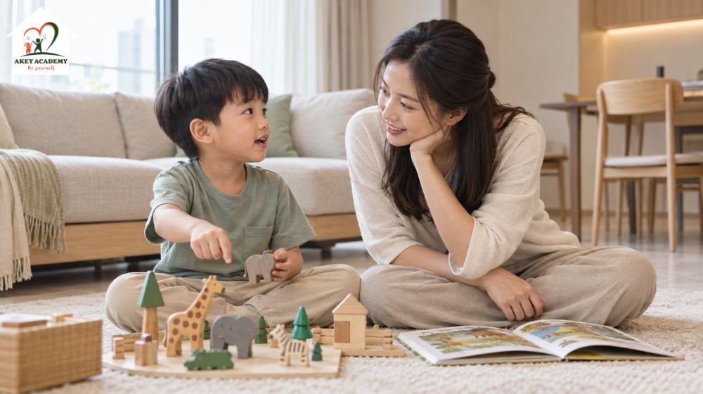 Phụ huynh hỗ trợ trẻ khái quát kỹ năng giao tiếp tại nhà.