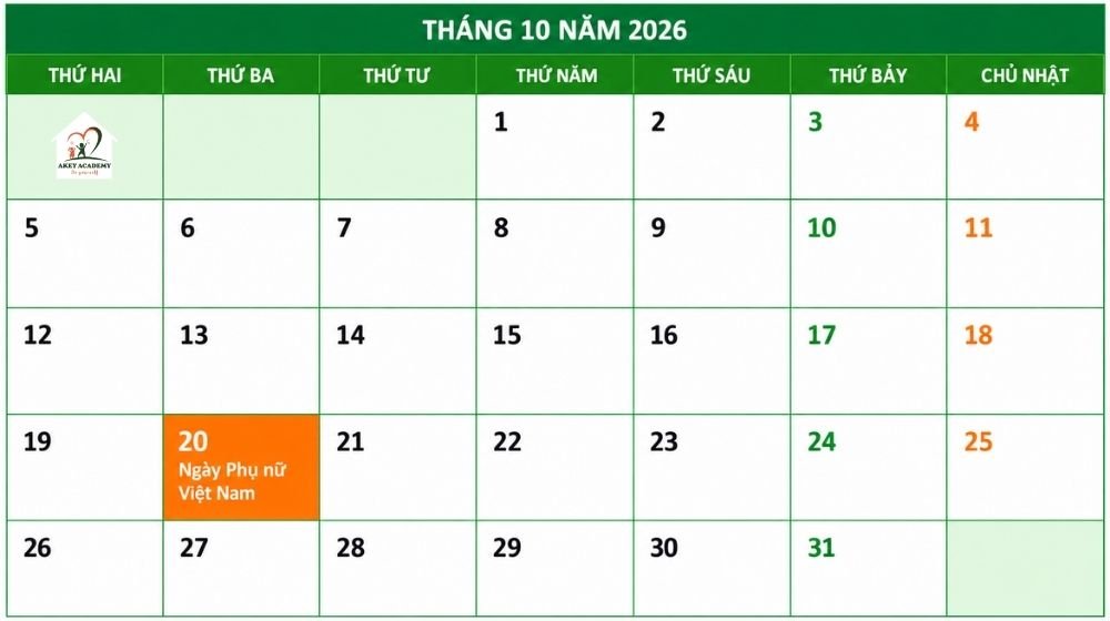ngày phụ nữ việt nam 20 10 2026 rơi vào thứ ba